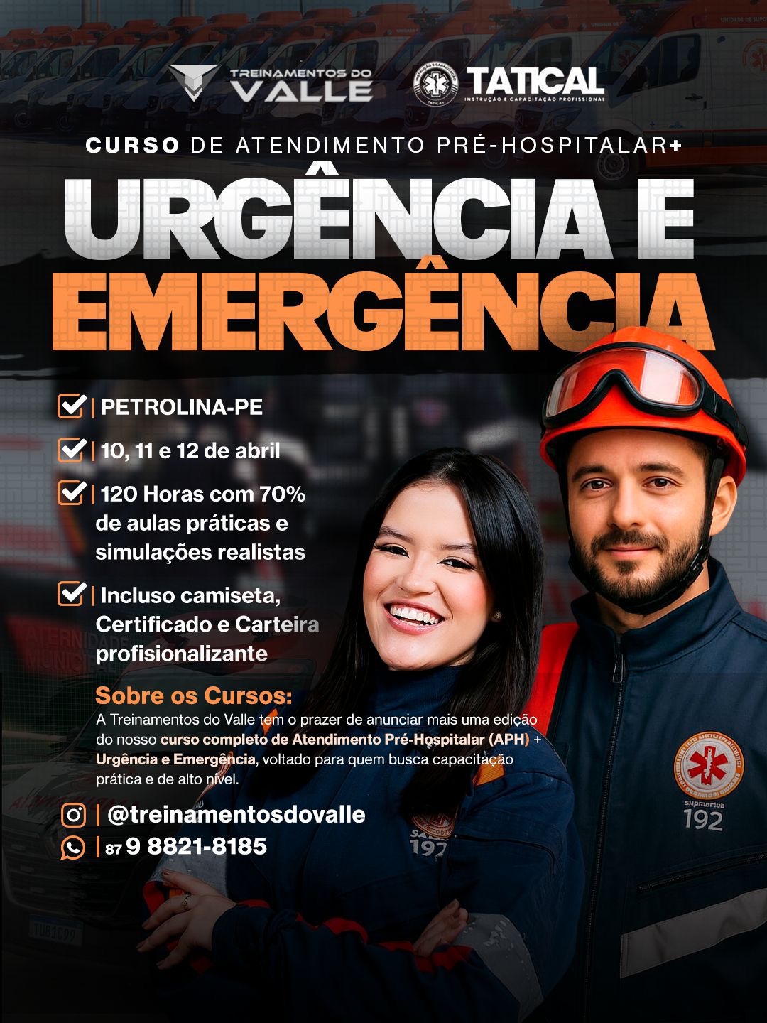 Curso de Atendimento Pré-Hospitalar + Urgência e Emergência será realizado em Petrolina