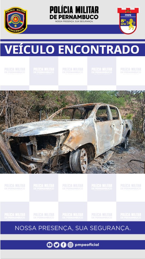 Veículo incendiado é encontrado em área de difícil acesso no Sítio Vasques, zona rural de Salgueiro